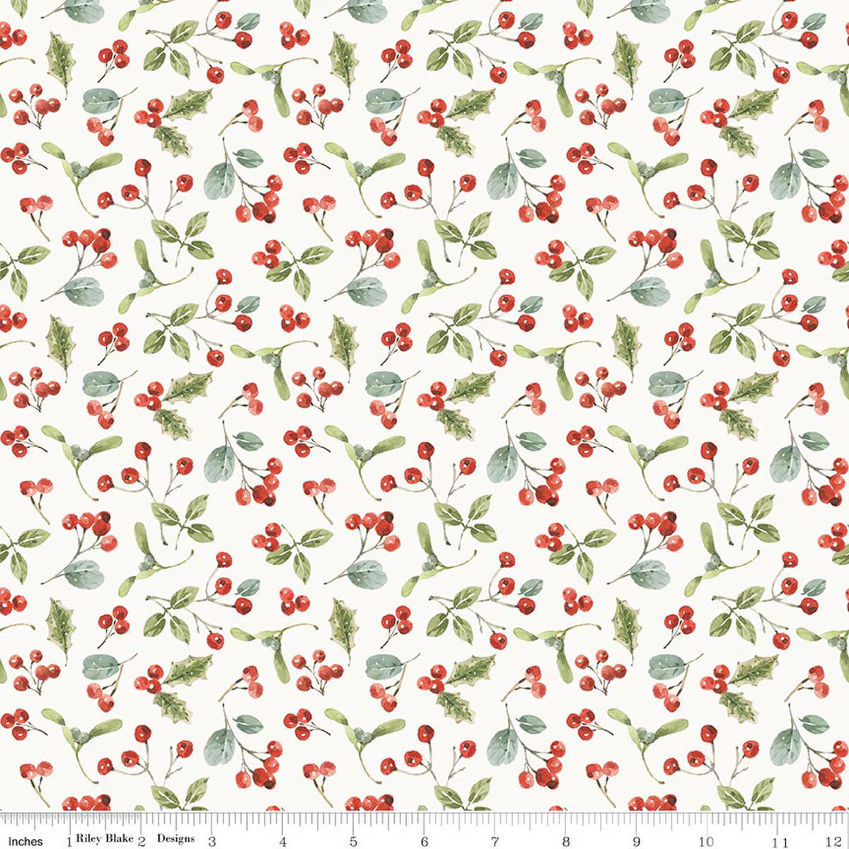 Holiday Spirit - Quilting Cotton Fabric - Berries - Cream