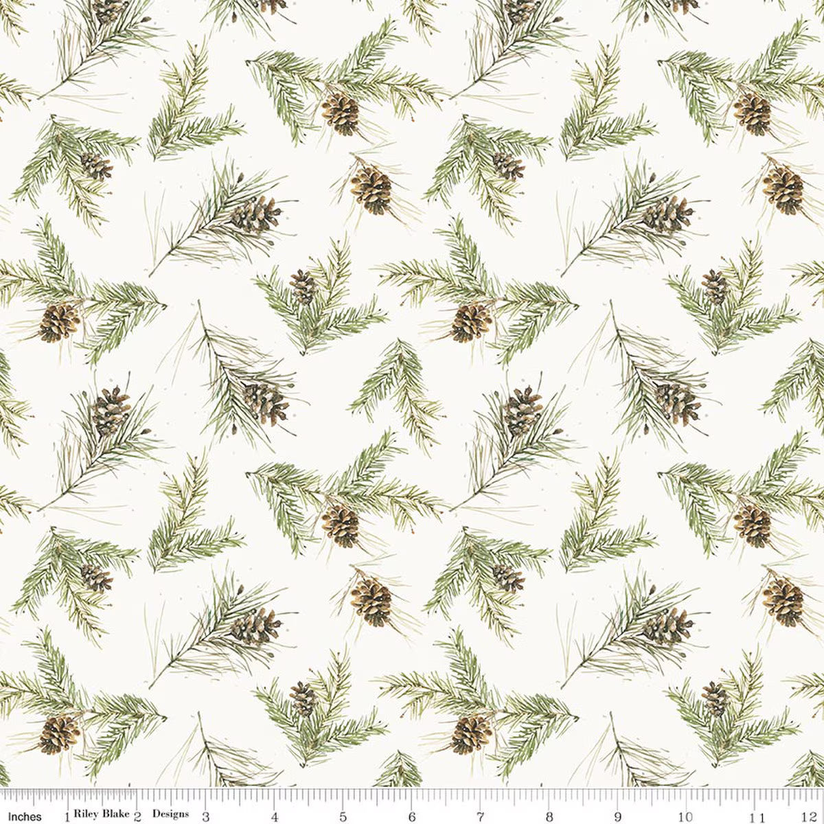 Holiday Spirit - Quilting Cotton Fabric - Pinecones - Cream