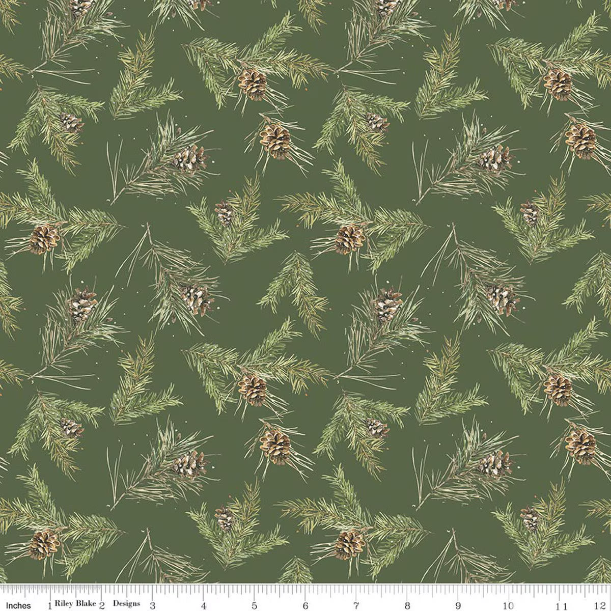 Holiday Spirit - Quilting Cotton Fabric - Pinecones - Green