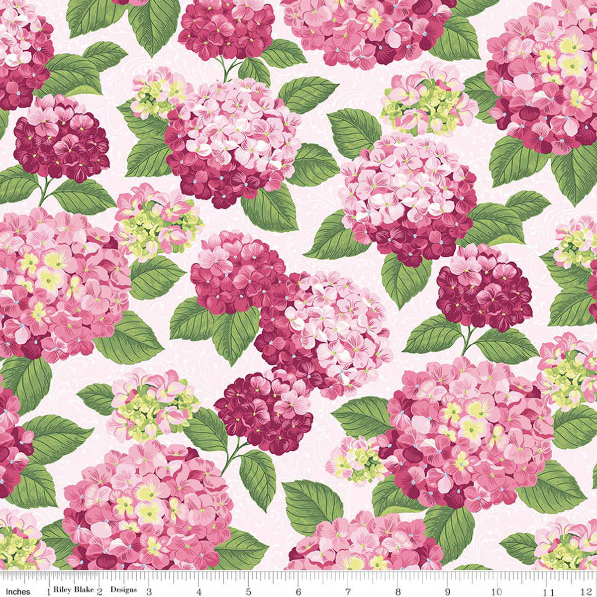 Hydrangeas in the Garden - Cotton Fabric - Main - Pink - Pearl