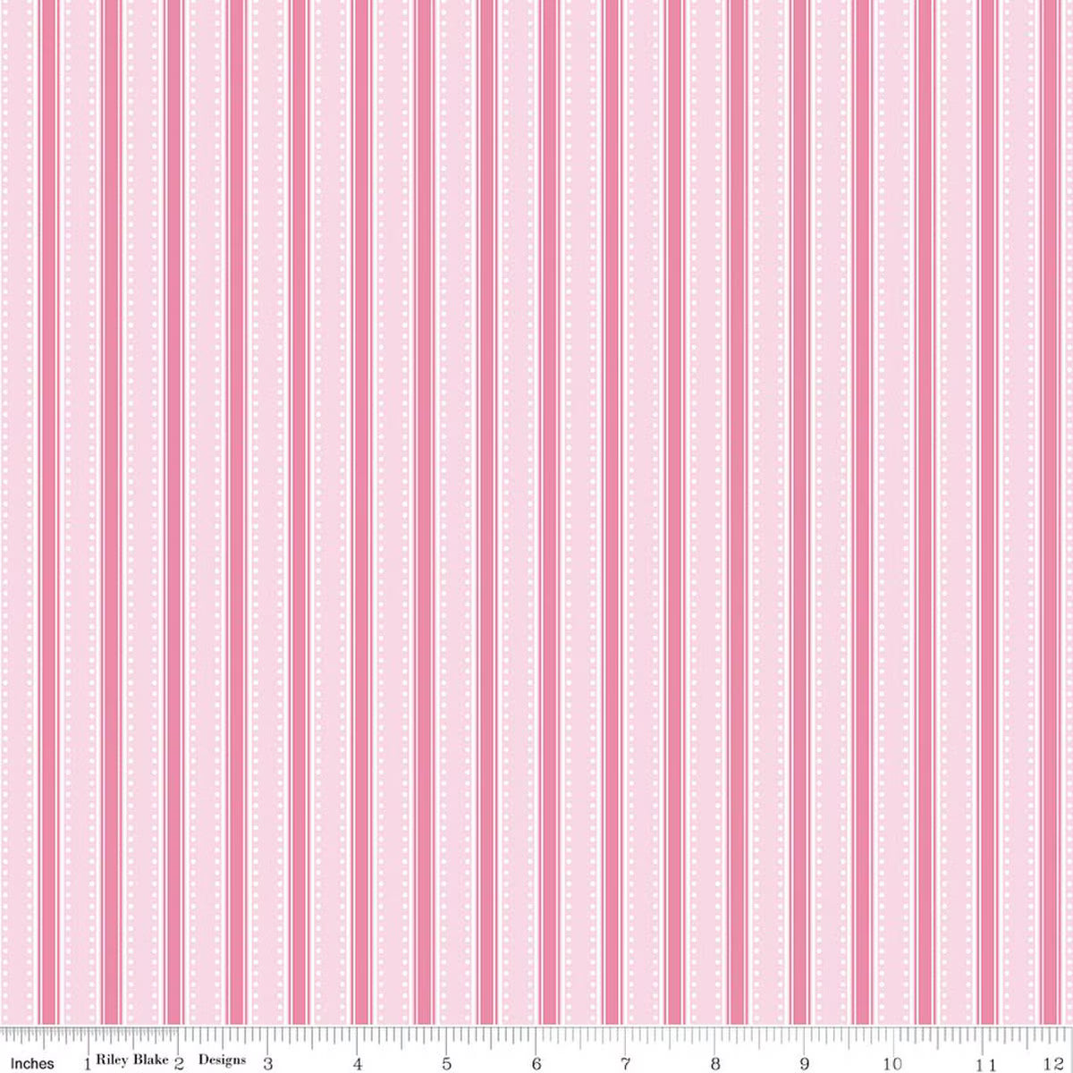 Hydrangeas in the Garden - Cotton Fabric - Stripes - Pink - Pearl