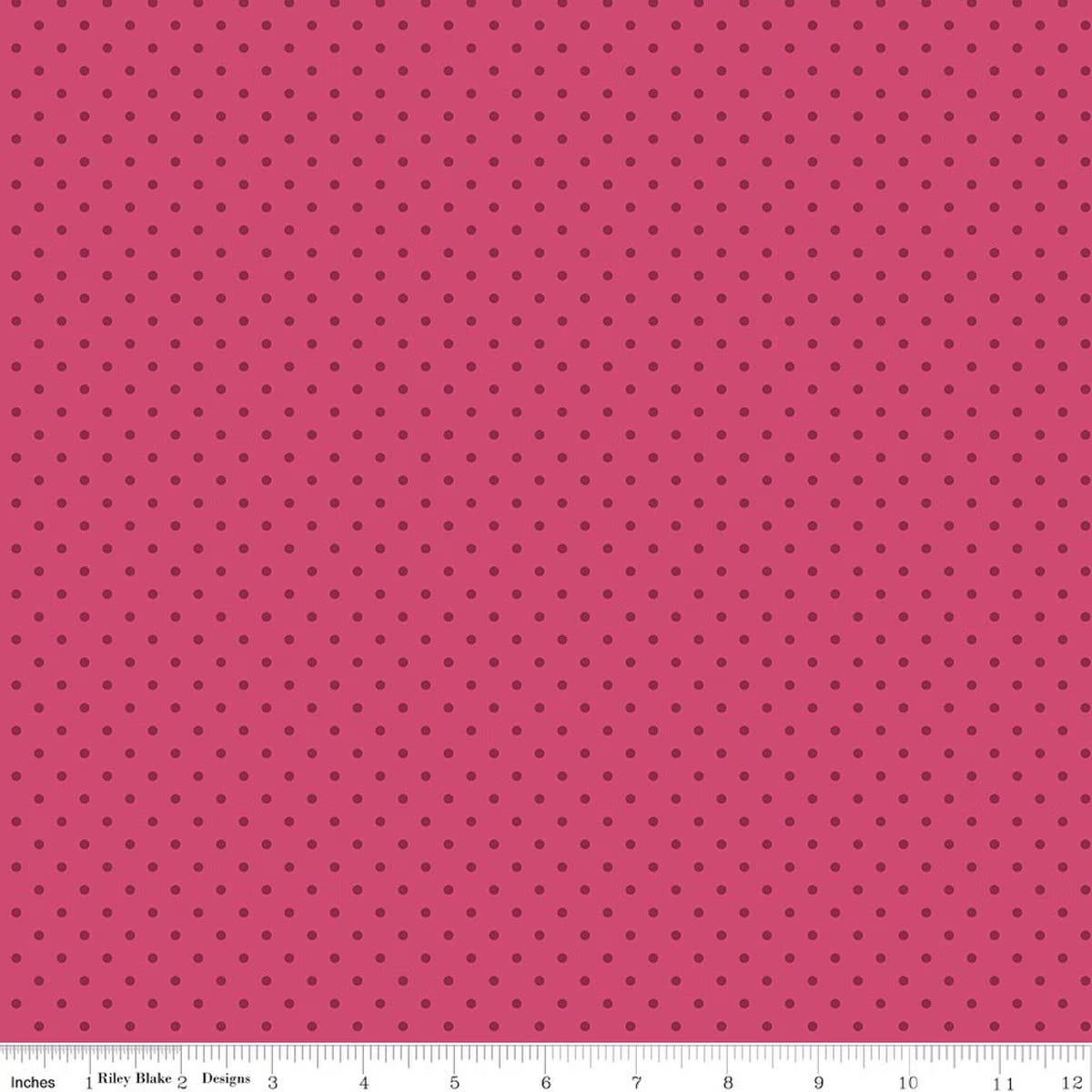 Hydrangeas in the Garden - Cotton Fabric - Polka Dots - Raspberry - Pearl