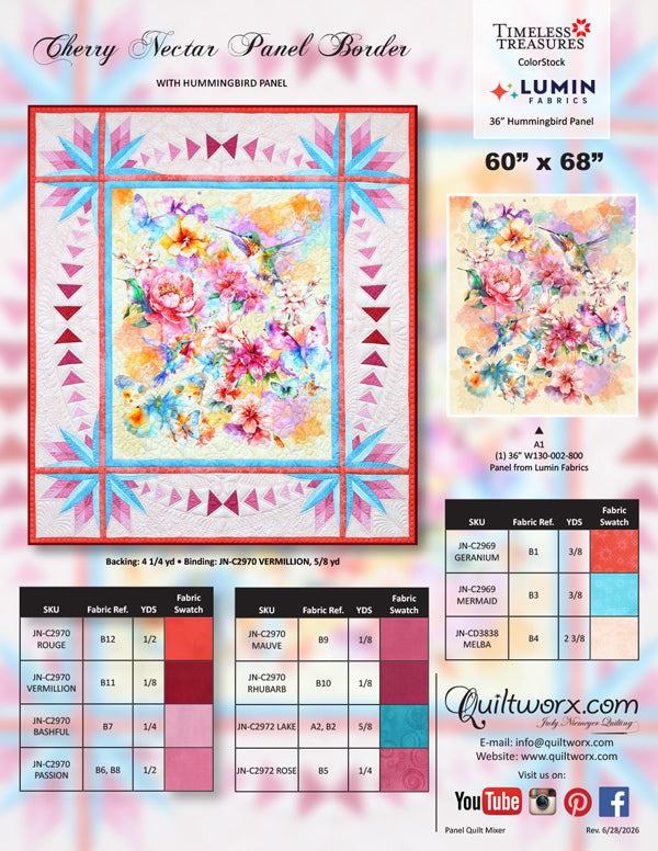Quilt Pattern - Cherry Nectar Panel Border - Quiltworx
