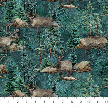 Migration Stonehenge - Quilting Cotton Fabric - Caribou - Dark Teal Multi