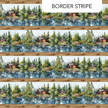 Lakeside Retreat - Quilting Cotton - Border Stripe - Brown Multi