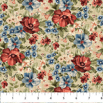 Farmhouse Sampler - Quilting Cotton - Packed Floral - Beige Multi