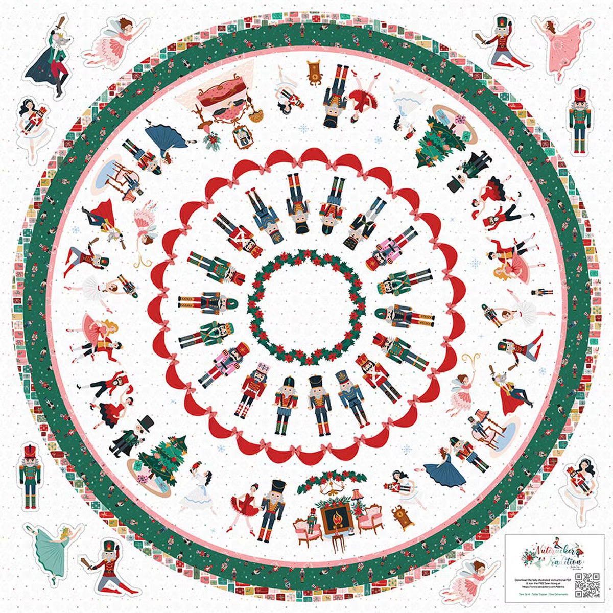 Nutcracker Tradition - Quilting Cotton Fabric Panel - Tree Skirt Panel