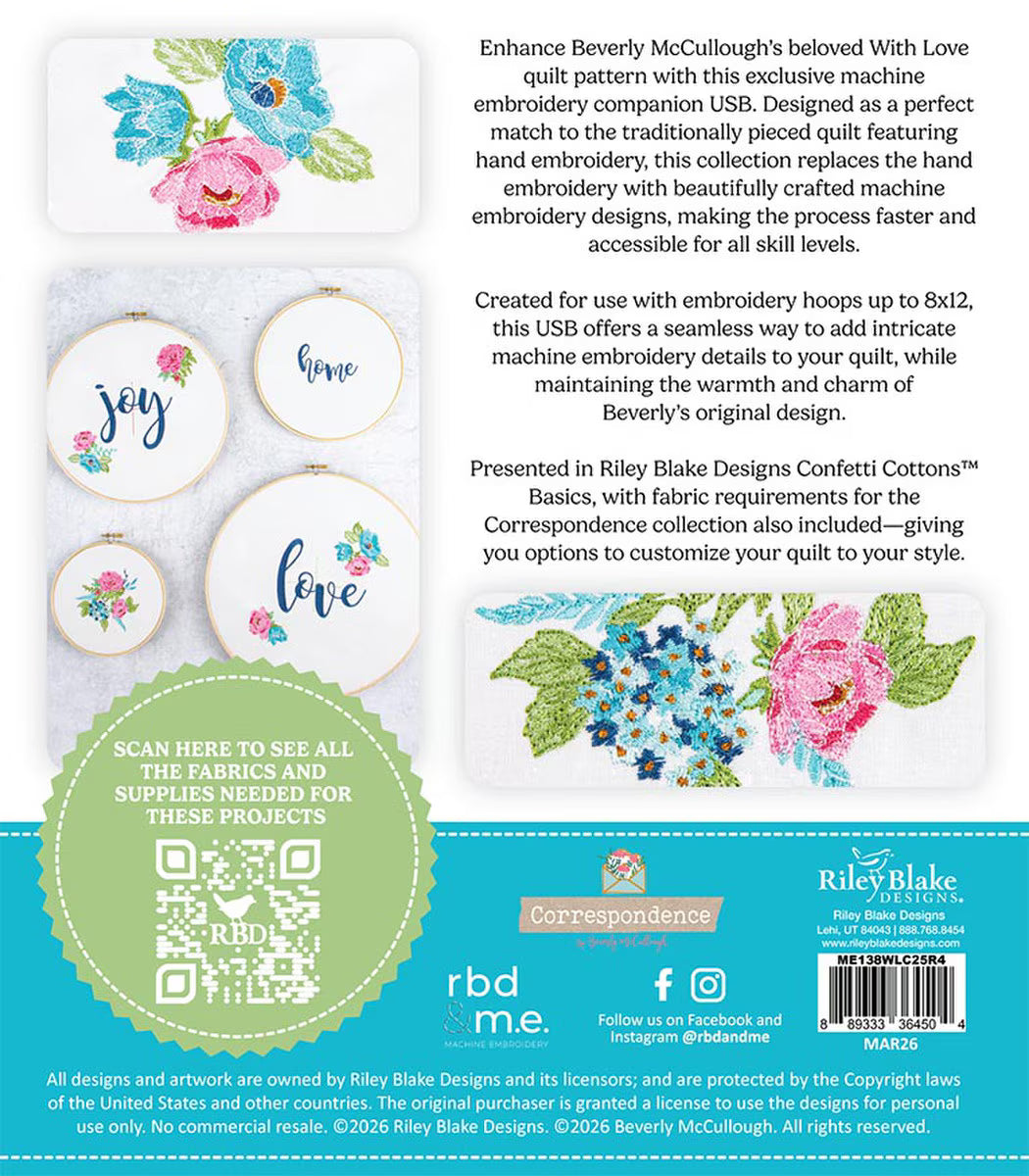 Machine Embroidery USB - Machine Embroidery With Love Quilt Companion
