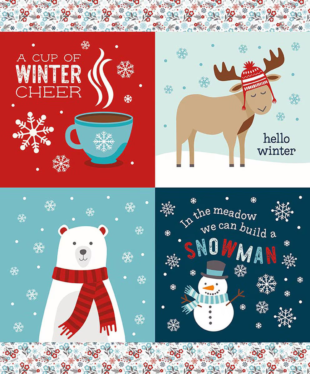 A Perfect Winter - Quilting Cotton Fabric - Quilt Panel - Winter Cheer Panel