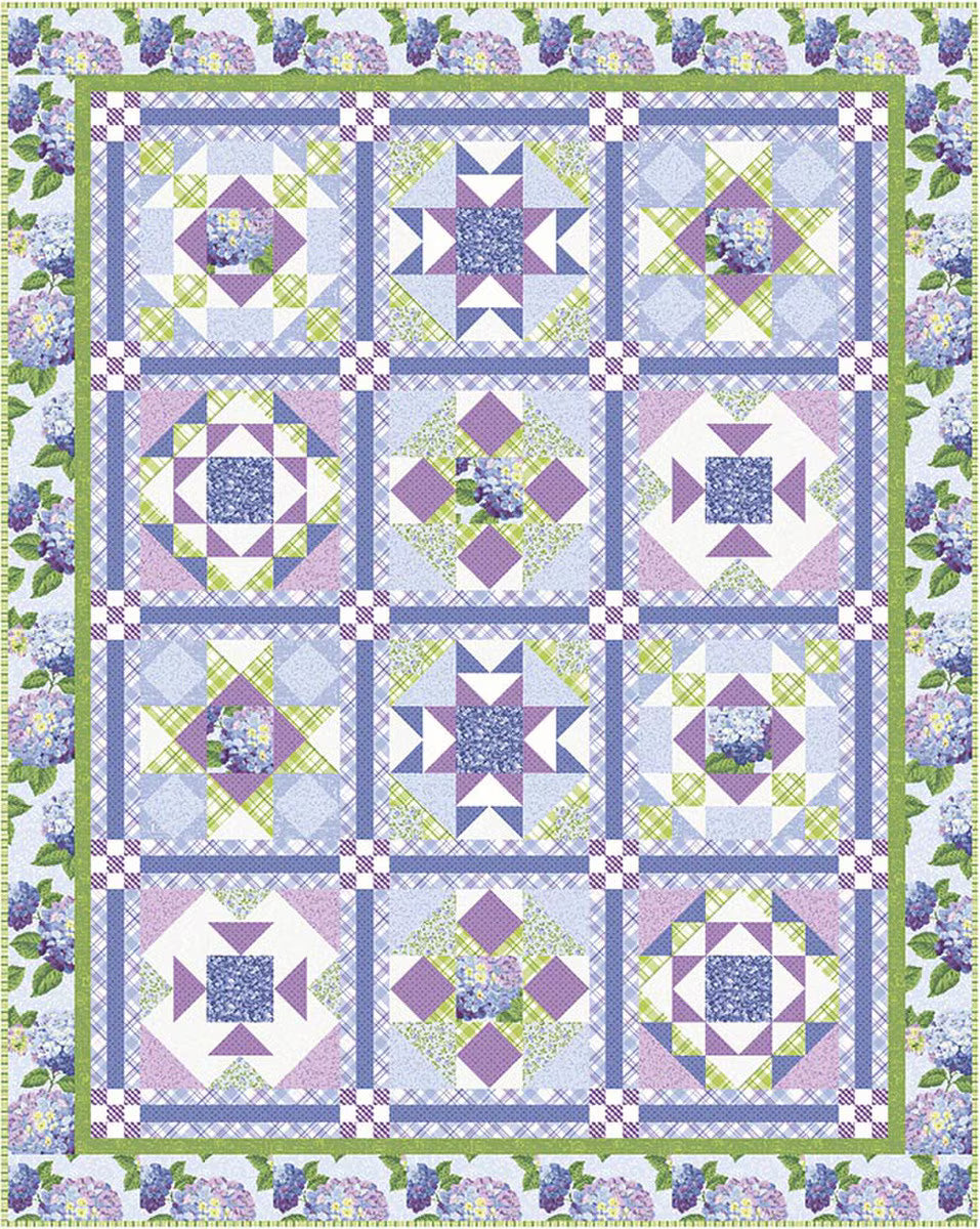 Quilt Pattern - Bouquet of Hydrangeas - Block of the Month Quilt Pattern