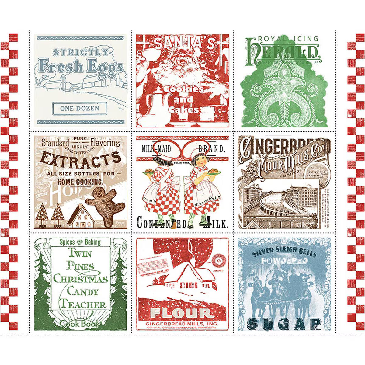 Gingerbread - Quilting Cotton Fabric Panel - Flour Sack Large Patch