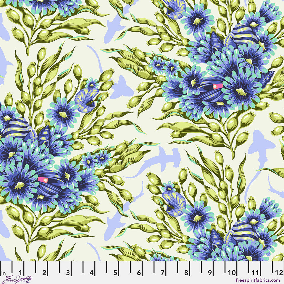 Floral Reef - Quilting Cotton Fabric - Shadow Sharks - Marine