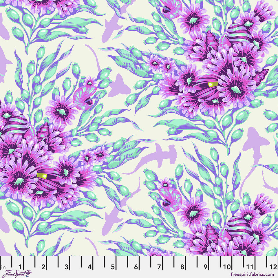 Floral Reef - Quilting Cotton Fabric - Shadow Sharks - Ultraviolet