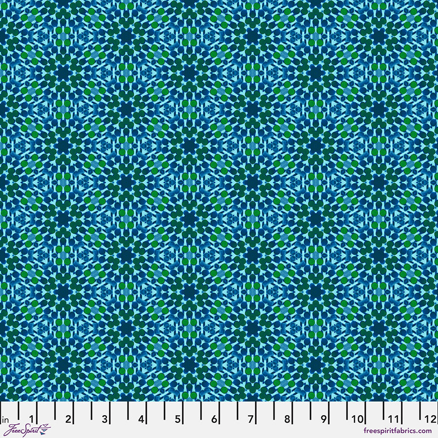 Kaleidoscope - Quilting Cotton Fabric - Magnetic - Blue