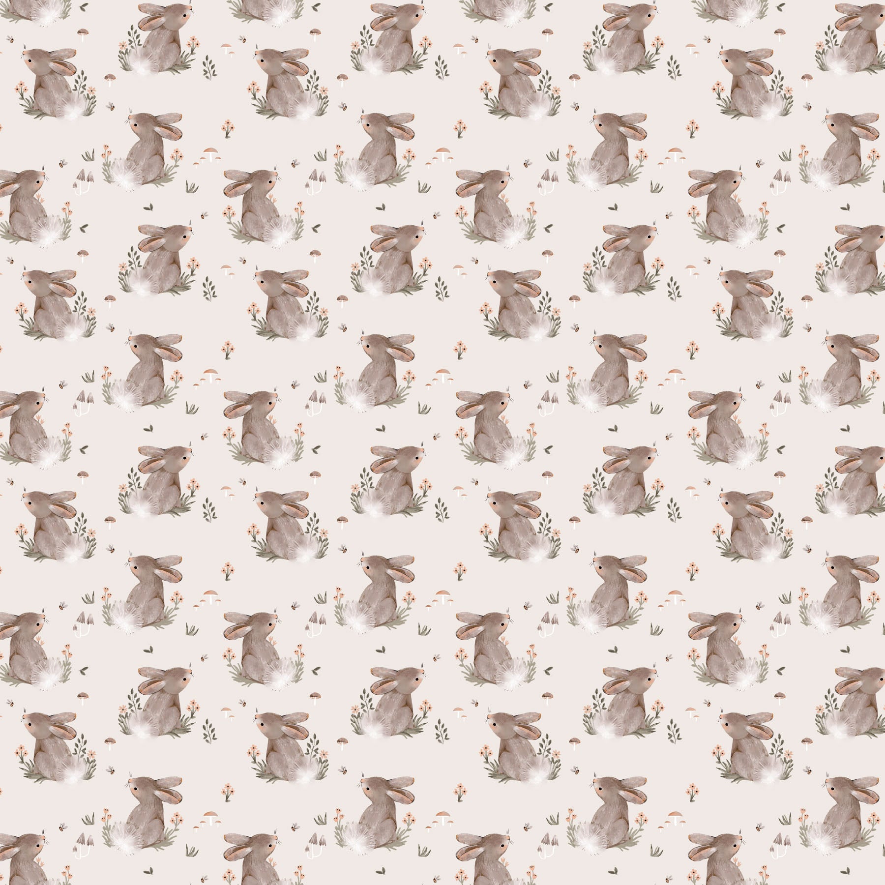 Blossom Breeze – Quilting Cotton Fabric – Bunnies – Cream
