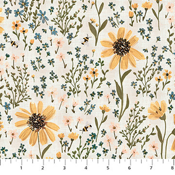 Humblebee - Quilting Cotton Fabric - Field Floral - Cream