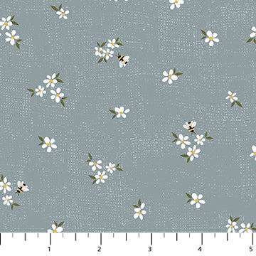 Humblebee - Quilting Cotton Fabric - Tossed Daisy - Blue