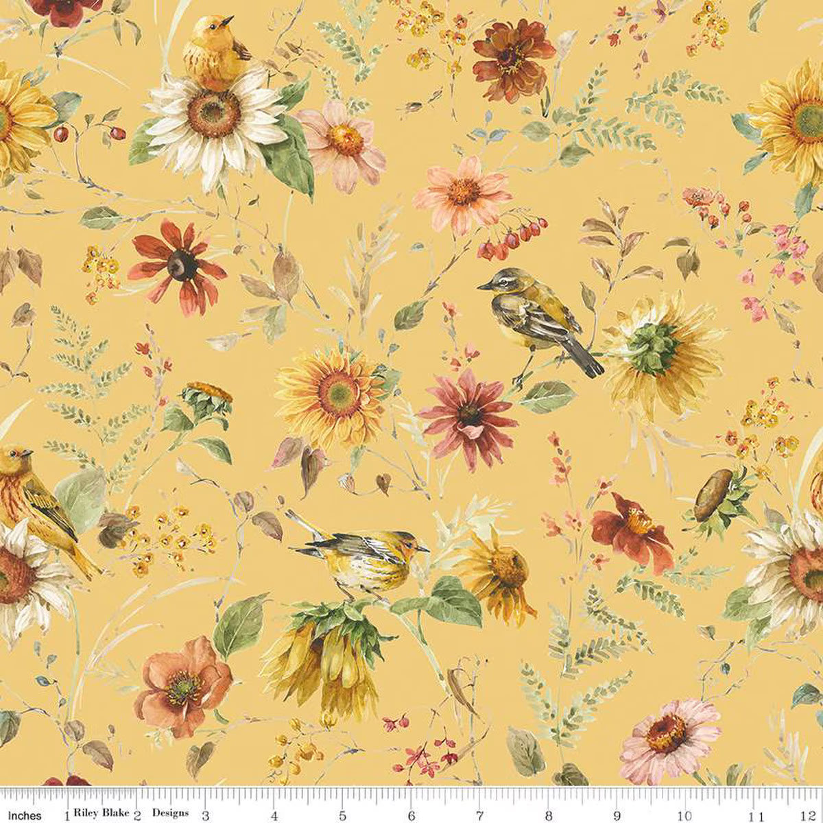 Sunflower Whispers – Wide Back Quilting Fabric – Prairie - Yellow - 108"