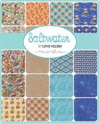 Saltwater - Quilting Cotton Fabric - All Aboard Patchwork Vintage Ephemera - Nautical