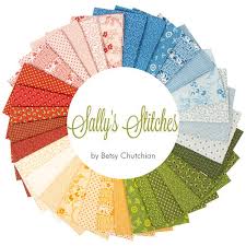 Sally's Stitches - Quilting Cotton Fabric - Floral - Blue Sky