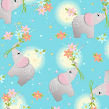 Wee Ones - Quilting Cotton Fabric - Elephants - Blue
