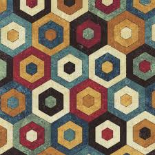 Stonehenge Stitchin' - Quilting Cotton Fabric - Hexie Quilt - Beige Multi