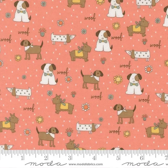 Lucky - Quilting Cotton Fabric - Lucky Puppy Parade - Flower