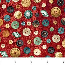 Stonehenge Stitchin' - Quilting Cotton Fabric - Buttons - Red Multi