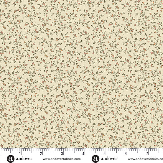 Laundry Line - Quilting Cotton Fabric - Brambleberry Cream - Brambleberry Cream Orange