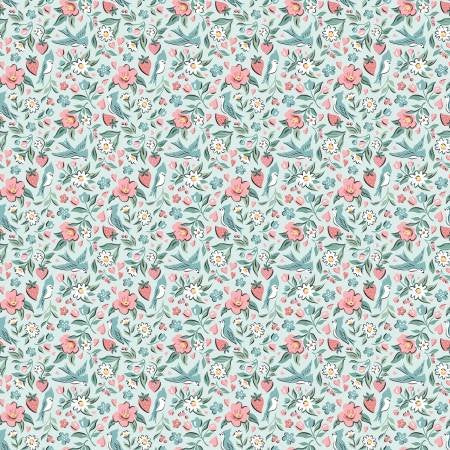 Granny's Sewing Room - Quilting Cotton Fabric - Bluebirds & Berries - Blue