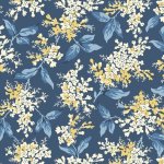 Middleboro Road – Wide Back Fabric – Floral Branches – Navy