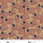 United We Stand – Quilting Cotton Fabric – Flag Toss – Tan