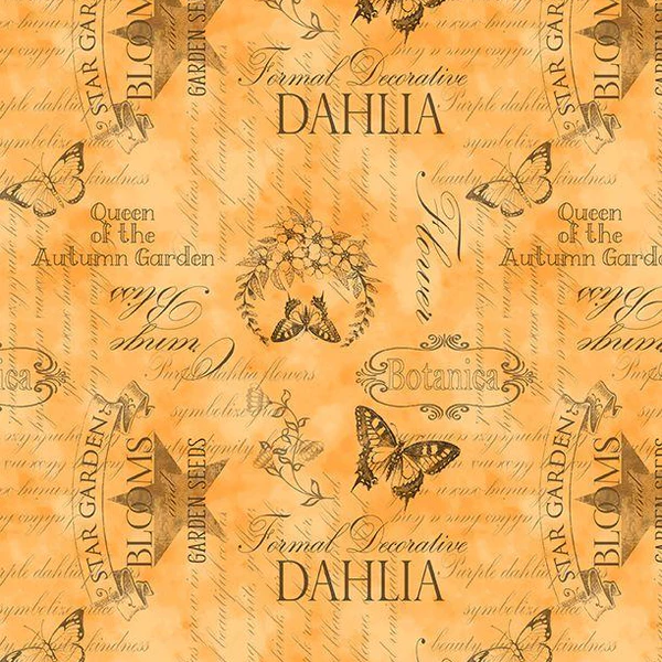 Dahlia Botanica – Quilting Cotton Fabric – Ephemera Orange