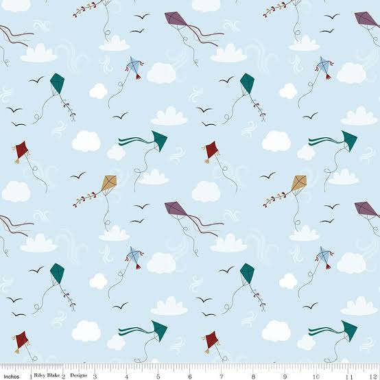 A Spoonful of Sugar - Quilting Cotton Fabric - Let's Go Fly a Kite - Sky