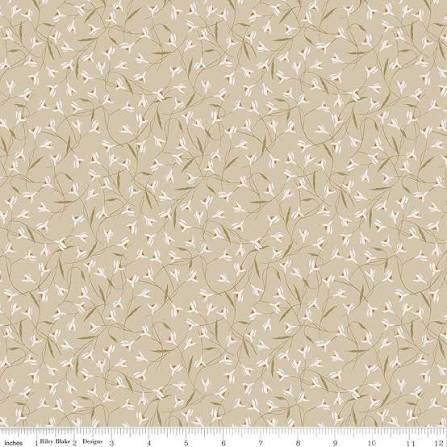 Threads of Grace - Quilting Cotton Fabric - Snow Drop - Taupe