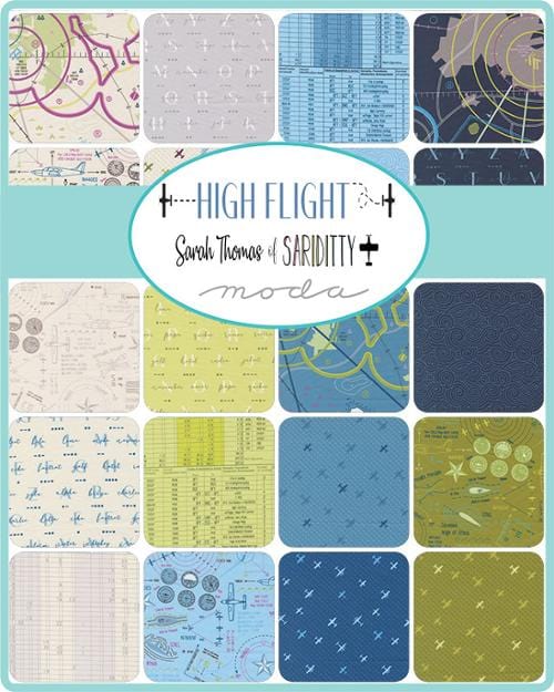 High Flight - Quilting Cotton Fabric - Flight Path Novelty Airplanes - Lake