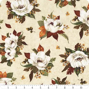 Oh My Gourd! - Quilting Cotton Fabric - Tossed Magnolias - Cream