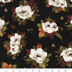 Oh My Gourd! - Quilting Cotton Fabric - Tossed Magnolias - Black