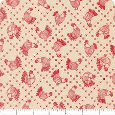 The Henhouse - Quilting Cotton - Cross Stitch Chickens - Cloud