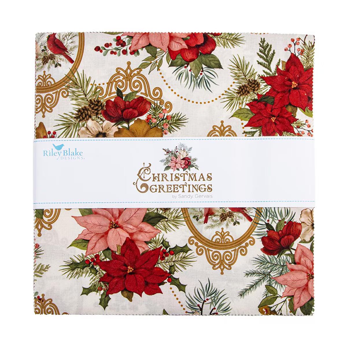 Christmas Greetings - Precut Quilting Cotton Fabric - 10" Stacker