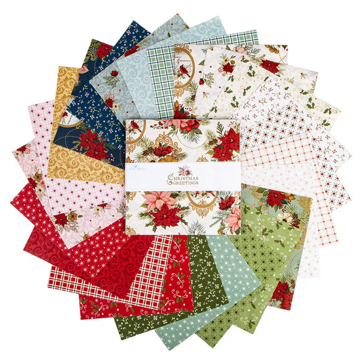 Christmas Greetings - Precut Quilting Cotton Fabric - 5" Stacker