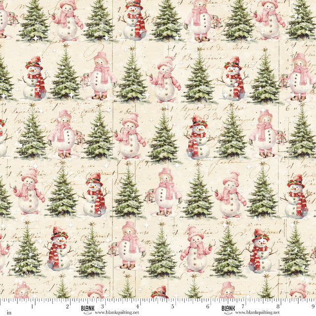 Christmas Magic - Quilting Cotton Fabric - Christmas Trees & Snowmen - Ivory