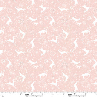 Christmas Magic - Quilting Cotton Fabric - Deer Silhouettes - Pink