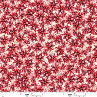 Christmas Magic - Quilting Cotton Fabric - Poinsettias - Red