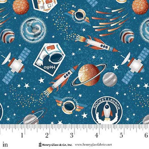 Milky Way - Quilting Cotton - Tossed Elements - Teal