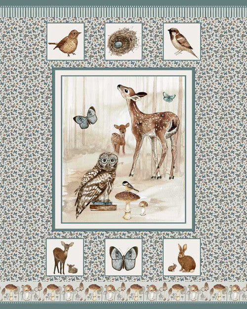 Quilt Panel - Whimsical Woods Minky - Multi