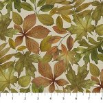 Natural Elements - Quilting Cotton Fabric - Packed Leaves - Taupe Multi