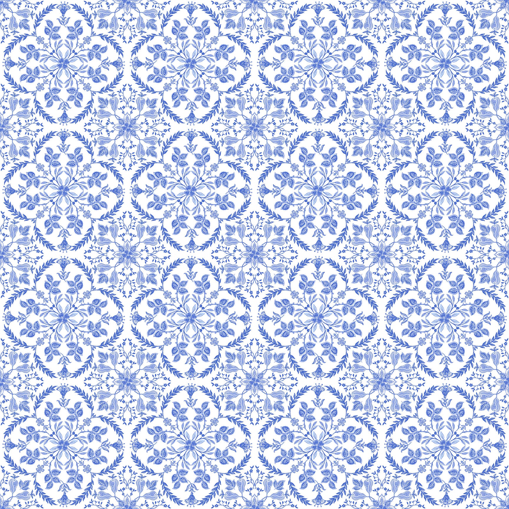 Delft Dynasty - Quilting Cotton Fabric - Tile - Blue