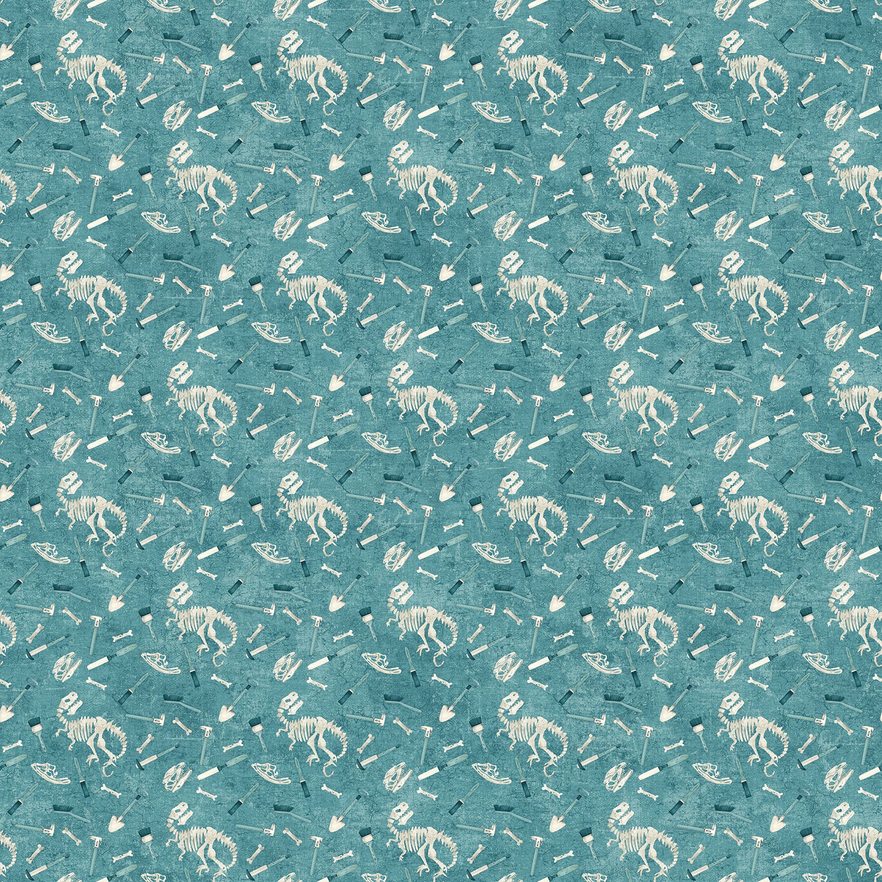 Dino Roar – Quilting Cotton Fabric – Excavation – Lt Teal