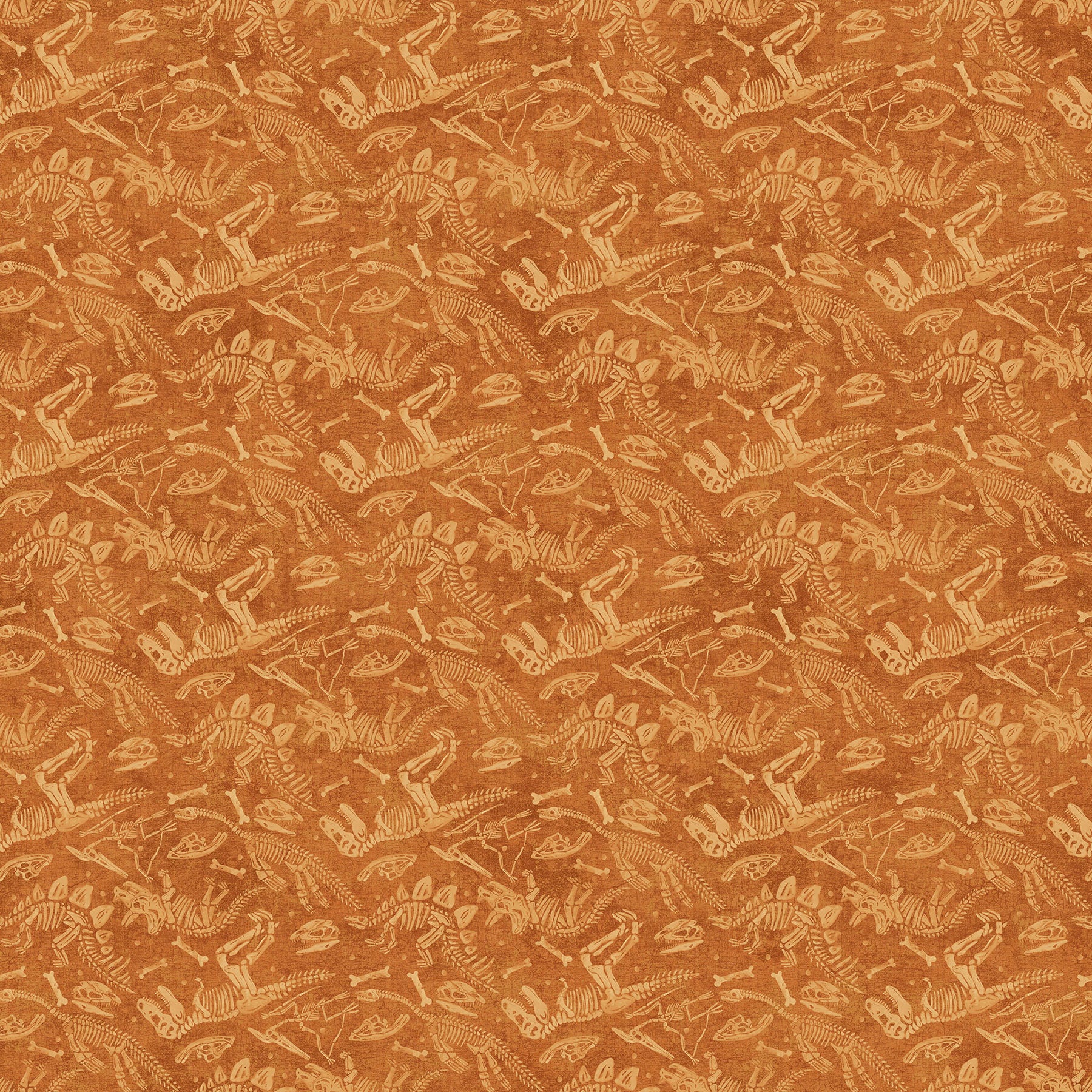 Dino Roar – Quilting Cotton Fabric – Dino Bones – Rust